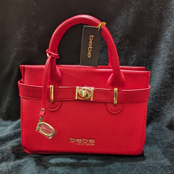 bebe Bags Bebe Evie Small Satchel Candy Apple Red Purse Bag